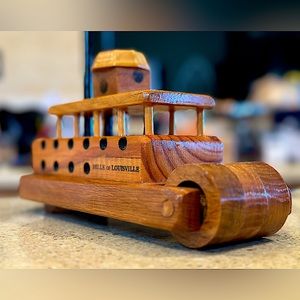Vintage Wooden Hand Carved Folk Art Nautical Steam Boat 10" Belle Of Louisville